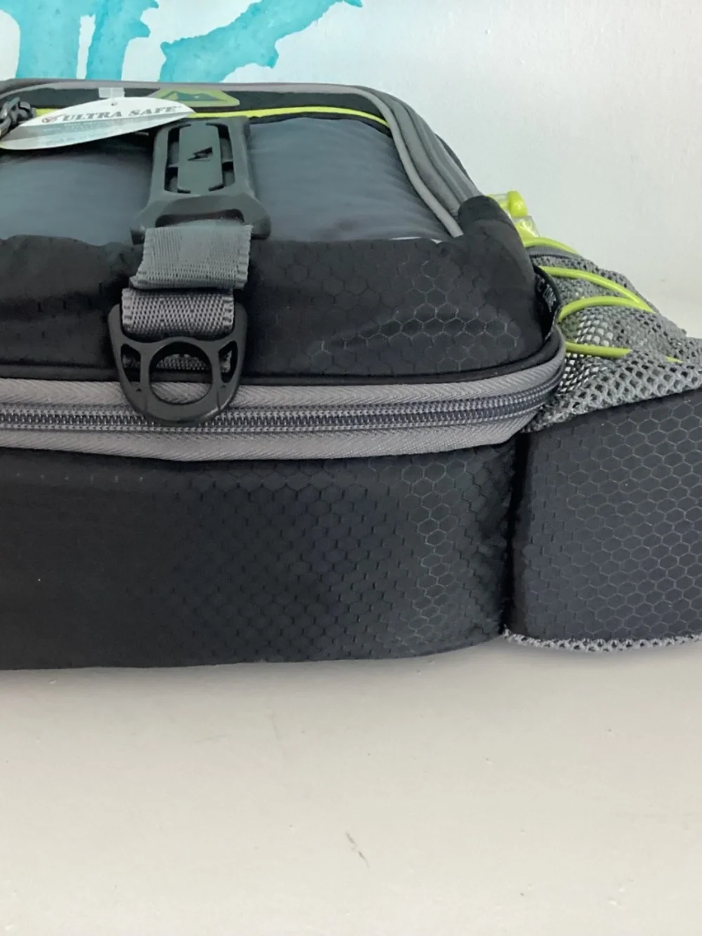 AZ Pro Insulated Zipper Lunch Bag, Black Geometric w/ Containers & Ice Packs NEW